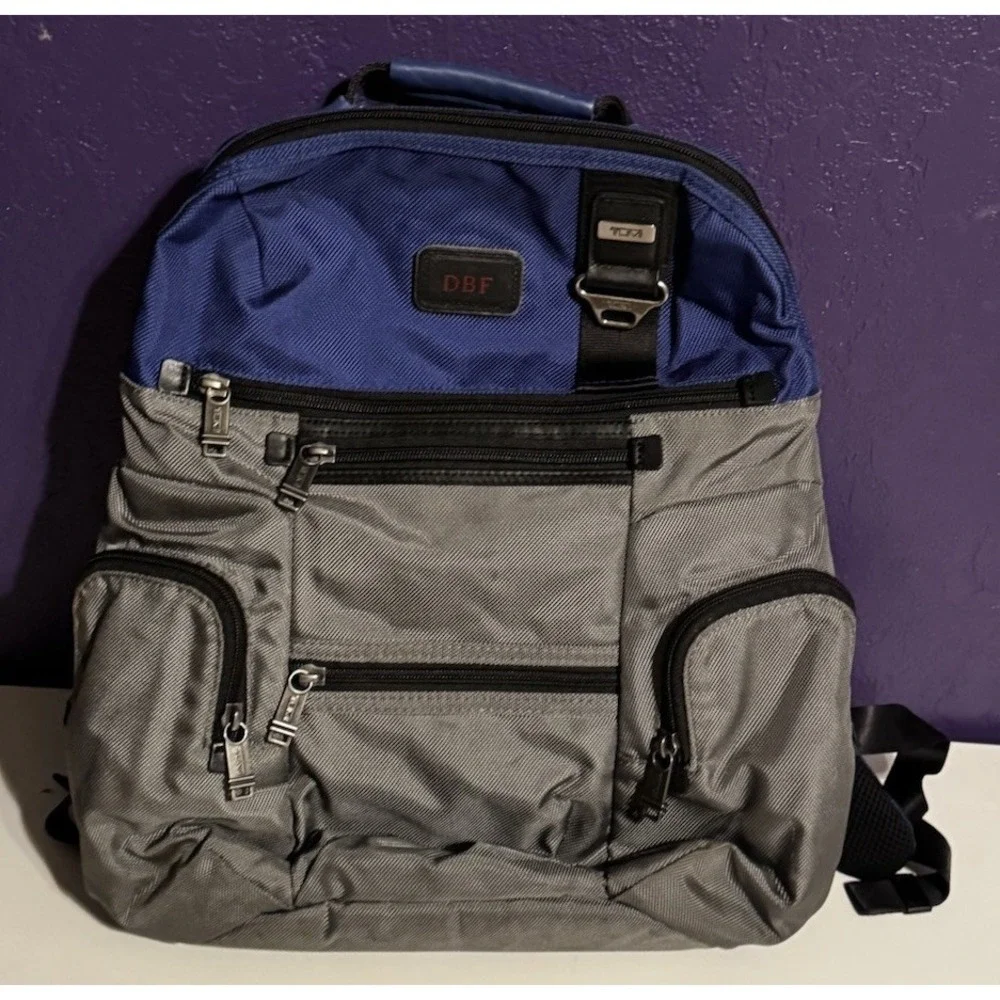 Tumi Alpha Bravo Blue Ballistic Nylon Laptop Travel Backpack Carry On Bag Rare